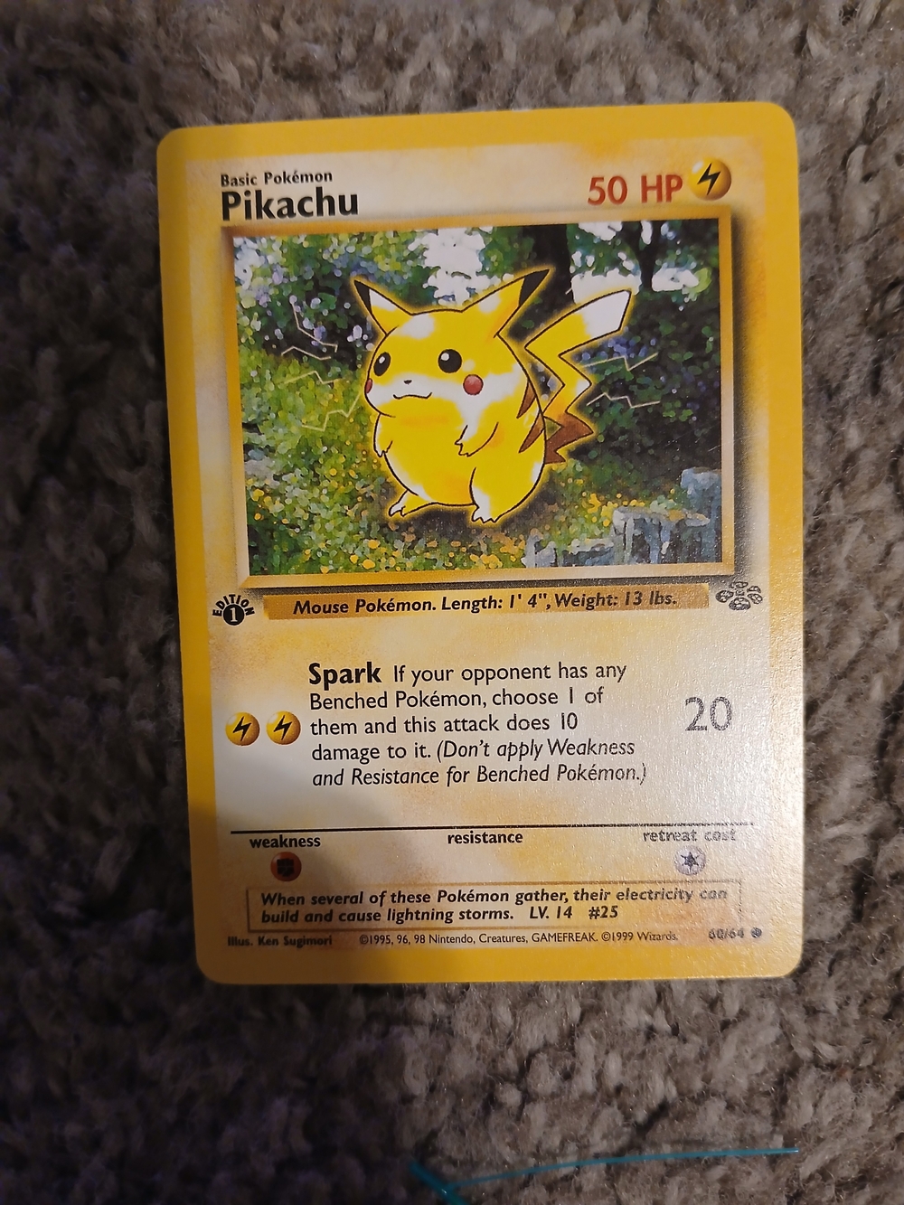 Pokemon Pikachu 60/64 1st Edition Jungle Card